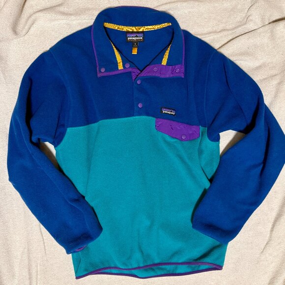 Vintage Patagonia Synchilla Snap-T Fleece — Retro Teal/Blue/Purple — Medium - Picture 5 of 6